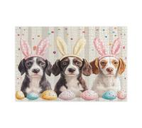 Casse-tête de printemps de Pâques Bretagne pour adultes de 1 000 pièces, jolis œufs amusants en bois, décoration imprimée pour animaux de compagnie amusants pour divertissement créatif