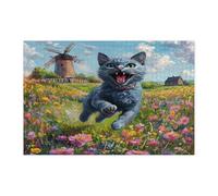 Casse-tête de printemps russe bleu chat pour adultes de 10 000 pièces, puzzle en bois pour jardin de campagne, chaton, décorations amusantes pour divertissement à la maison