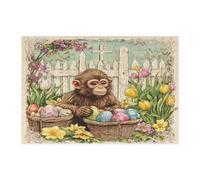 Casse-tête de singe de Pâques pour adultes de 300 pièces, puzzles en bois avec croix d'animaux de ferme, décorations imprimées vintage pour fête de divertissement