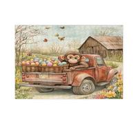 Casse-tête de singe de printemps de Pâques pour adultes, 300 pièces, œufs de camion de ferme, animaux imprimés en bois, décorations de ferme de campagne pour divertissement fête