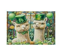 Casse-tête en alpaga pour adultes - 300 pièces - Vitrail - Animaux en bois - Motif trèfle amusant - Décorations pour divertissement à la maison