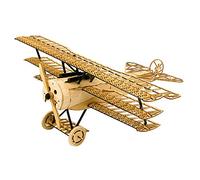 Casse-tête en bois 3D Fokker DR1 - Modèle d'avion - Kit d'avion en bois de balsa découpé au laser pour adultes - Modèles d'avion en bois de première guerre mondiale - Pour décoration de la maison,