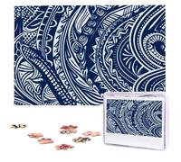 Casse-tête en bois bleu polynésien maori tribal de 1 000 pièces pour adultes - Puzzle photo intéressant personnalisé - Cadeau pour vacances, anniversaire, mariage