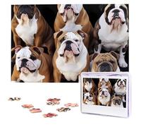 Casse-tête en bois de 1 000 pièces pour adultes, bouledogues anglais personnalisés, puzzle intéressant avec photo personnalisée, cadeau pour vacances, anniversaire, mariage