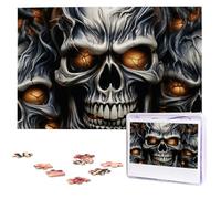 Casse-tête en bois de 1 000 pièces pour adultes, crâne maléfique cool personnalisé intéressant, cadeau pour vacances, anniversaire, mariage