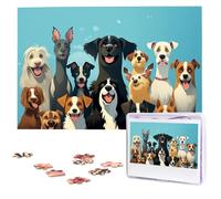 Casse-tête en bois de 1000 pièces pour adultes, un grand groupe de chiens - Puzzle intéressant personnalisé - Cadeau pour vacances, anniversaire, mariage