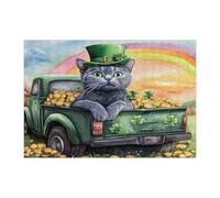 Casse-tête en bois de 300 pièces en forme de chat bleu russe pour adultes, camion de ferme, chaton, décorations imprimées arc-en-ciel pour fête de divertissement