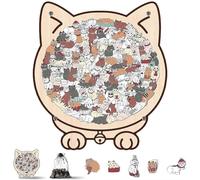 Casse-tête en bois en forme de chat pour adultes, 145 pièces Morandi coloré drôle en bois, puzzles mignons pour décoration de maison, de bureau, cadeaux créatifs pour les amoureux des chats