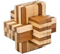 Casse-tête en bois IQ Test Bambou : Double croix - Niveau de difficulté 5/5