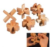 Casse-tête en bois Lu Ban Lock, casse-tête traditionnel, petits puzzles 3D en bois Kong-ming Lock pour adolescents et adultes pour soulager le stress, la pensée logique et le développement de la