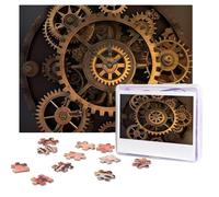 Casse-tête en bois personnalisé de 500 pièces pour adultes - Engrenages horloge bronze - Casse-tête à partir de photos - Puzzle pour famille, mariage, Noël, anniversaire