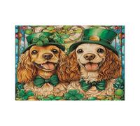 Casse-tête en bois pour adultes - 300 pièces - Motif cocker américain - Décoration en bois pour la Saint-Patrick