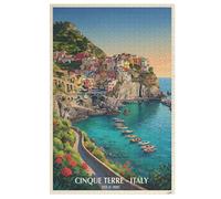 Casse-tête en bois pour adultes - 35/70/120/200/300/500/1000 pièces - Puzzle vertical Cinque Terre Art - Bois de peuplier de qualité supérieure avec séparation des lettres - Imprimé UV - Décoration
