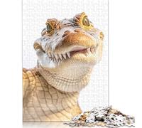 Casse-tête en bois pour adultes et adolescents - 1000 pièces - 75 x 50 cm - Crocodile souriant