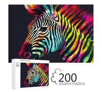 Casse-tête en Bois pour Adultes, imprimé zèbre Arc-en-Ciel, 200 pièces, 24,9 x 35,3 cm, Convient pour Les Amateurs de Puzzle Adultes