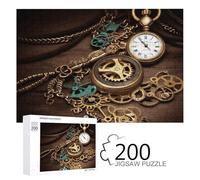 Casse-tête en Bois pour Adultes, Montres Steampunk, clés et chaînes, 200 pièces, 24,9 x 35,3 cm, Convient pour Les Amateurs de Puzzle Adultes