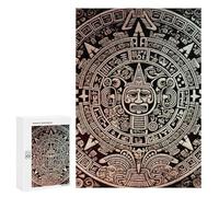 Casse-tête en bois pour adultes pour décoration d'intérieur, calendrier maya de forme unique avec boîte exquise, puzzle en bois personnalisé de 300 pièces pour cadeau de famille, voyage, décoration