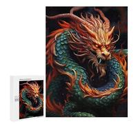 Casse-tête en bois pour adultes pour décoration d'intérieur, puzzle dragon chinois de forme unique avec boîte exquise, puzzle en bois personnalisé de 500 pièces pour cadeau de famille, voyage