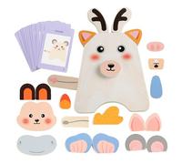 Casse Tête en Bois pour,Puzzle Bloc Visage Animaux en Bois - Jouet Éducatif Interactif pour Élèves Garçons Filles Maternelle Salle de Jeux Voyager Anniversaire - Classe Maternelle Maison Garderie Voy