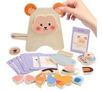 Casse Tête En Bois Pour - Puzzle en Bois Bloc Visage Animal - Jouet Éducatif Interactif pour Élèves Garçons Filles Maternelle Salle de Jeux Voyager Anniversaire,Cadeau Anniversaire Maison Voyage École