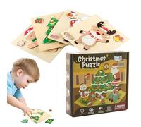 Casse-Tête en Bois pour Renne Père Noël, Puzzle Sapin Bonhomme en Pain d Épice pour, Jouet Éducatif Créatif pour Filles Garçons 3 Ans et Plus Décoration Fêtes Hivernales