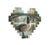 Casse-tête en brique de construction en forme de cœur d'oie sauvage au bord du pont pour adultes - Puzzle de blocs photo personnalisés pour décoration d'intérieur - Puzzle de briques 3D pour homme et