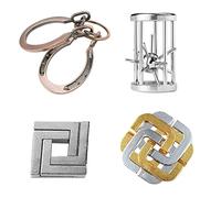 Casse-tête en Métal, Joyeee Brain Teaser Puzzles Métallique Jouet de Verrouillage Déverrouiller, IQ Logique Test Puzzles de l'intelligence éducative pour Adultes et Enfants, Difficulté Novice - 4PCS A