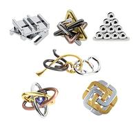 Casse-tête en Métal, Joyeee Brain Teaser Puzzles Métallique Jouet de Verrouillage Déverrouiller, IQ Logique Test Puzzles de l'intelligence éducative pour Adultes et Enfants, Difficulté Novice - 6PCS D