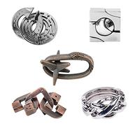 Casse-tête en Métal, Joyeee Brain Teaser Puzzles Métallique Jouet de Verrouillage Déverrouiller, IQ Logique Test Puzzles de l'intelligence éducative pour Adultes et Enfants, Difficulté Novice - 5PCS B