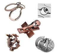 Casse-tête en Métal, Joyeee Brain Teaser Puzzles Métallique Jouet de Verrouillage Déverrouiller, IQ Logique Test Puzzles de l'intelligence éducative pour Adultes et Enfants, Difficulté Novice - 5PCS D