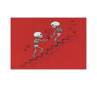 Casse-tête étrange de Saint-Valentin pour adultes - 300 pièces - Casse-tête de mort en bois - Motif squelette de mariage - Décoration pour amoureux de l'amour - Divertissement à la maison