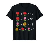 Casse-tête Flower Math sur Black Shapes Mania T-Shirt Graphique avec Valeur
