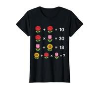 Casse-tête Flower Math sur Black Shapes Mania T-Shirt Graphique avec Valeur