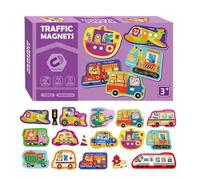 Casse-Tête Magnétiques pour - Blocs de Jeu Interactifs,Jeu Éducatif 17 Pièces Thème Circulation pour Maternelle | pour 3 4 5 6 Ans Enfant Maison Voyage Table Ecole