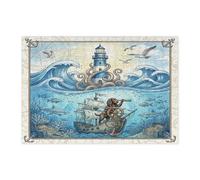 Casse-tête nautique en forme d'épagneul Boykin pour adultes - 300 pièces - Phare de mer d'été en bois imprimé - Décorations sous-marines pour divertissement à domicile