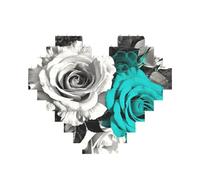 Casse-tête noir blanc bleu sarcelle gris rose blocs de construction en forme de cœur, puzzle photo personnalisé pour adultes micro blocs de construction 3D pour décoration d'intérieur