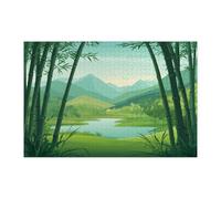 Casse-tête panoramique en bambou pour adultes de 1000 pièces, paysage de plantes zen, décoration botanique amusante pour divertissement à la maison