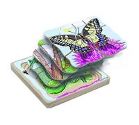 Puzzle à Étages Papillon - Jeu Éducatif pour Enfants 4 Ans et Plus - Apprentissage du Cycle de Vie des Animaux - Puzzle en Bois 4 en 1 - Développe Compétences Somatiques et Scientifiques