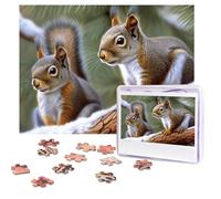 Casse-tête personnalisé de 500 pièces - Petit écureuil - Image stimulante avec sac de rangement - Puzzle photo pour adultes de mariage (75 x 50 cm)
