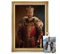 Casse-tête personnalisé pour portrait - Peinture royale personnalisée, plusieurs designs disponibles, sans cadre - Cadeau unique pour papa, mari, grand-père (500 pièces)
