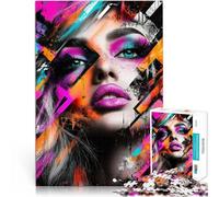 Casse-tête Portrait Pop Art Abstrait Puzzles pour Adultes 1000 pièces 26x38cm avec des pièces de Formes aléatoires entièrement imbriquées