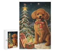 Casse-tête pour Adolescents 1000 PCS Cute Vintage Poodle Xmas Casse-tête pour Adultes, Jeu De Réflexion, Décoration Intérieure, Cadeaux Anti-Stress 1000 PCS