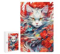 Casse-tête pour Adolescents 1000 PCS Floral Harmony Cat Casse-tête pour Adultes, Jeu De Réflexion, Décoration Intérieure, Cadeaux Anti-Stress 1000 PCS