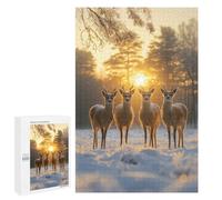 Casse-tête pour Adolescents 1000 PCS Four Deer at Sunset Casse-tête pour Adultes, Jeu De Réflexion, Décoration Intérieure, Cadeaux Anti-Stress 1000 PCS