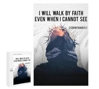 Casse-tête pour Adolescents 1000 PCS Jesus I Will Walk Casse-tête pour Adultes, Jeu De Réflexion, Décoration Intérieure, Cadeaux Anti-Stress 1000 PCS