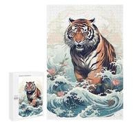 Casse-tête pour Adolescents 1000 PCS Lion in The Great Wave Casse-tête pour Adultes, Jeu De Réflexion, Décoration Intérieure, Cadeaux Anti-Stress 1000 PCS