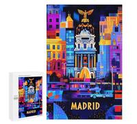 Casse-tête pour Adolescents 1000 PCS Madrid Geometric Night - Vibrant Urban Illustration Casse-tête pour Adultes, Jeu De Réflexion, Décoration Intérieure, Cadeaux Anti-Stress 1000 PCS