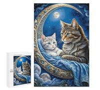 Casse-tête pour Adolescents 1000 PCS Magical Moonlit Cat Duo Casse-têtes pour Adultes, Jeu De Réflexion, Anti-Stress, Cadeau d'anniversaire Original 1000 PCS