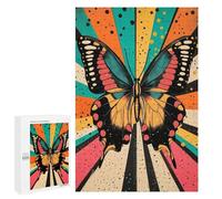 Casse-tête pour Adolescents 1000 PCS Retro Butterfly Art Abstract Butterfly Illustration in Bold Colors Casse-tête pour Adultes, Jeu De Réflexion, Décoration Intérieure, Cadeaux Anti-Stress 1000 PCS