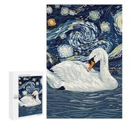 Casse-tête pour Adolescents 1000 PCS Swan in Starry Night Style Casse-tête pour Adultes, Jeu De Réflexion, Décoration Intérieure, Cadeaux Anti-Stress 1000 PCS